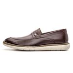 Mocassim masculino super confortável couro legítimo cor marrom solado claro