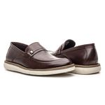 Mocassim masculino super confortável couro legítimo cor marrom solado claro