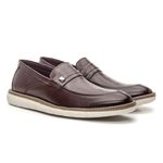 Mocassim masculino super confortável couro legítimo cor marrom solado claro