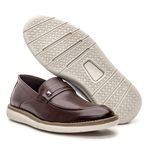 Mocassim masculino super confortável couro legítimo cor marrom solado claro