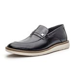 Mocassim masculino super confortável couro legítimo cor preto solado claro