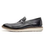 Mocassim masculino super confortável couro legítimo cor preto solado claro