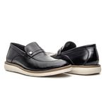 Mocassim masculino super confortável couro legítimo cor preto solado claro