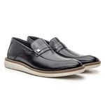Mocassim masculino super confortável couro legítimo cor preto solado claro