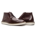 Bota masculina de amarrar super confortável couro legítimo cor marrom solado claro