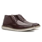 Bota masculina de amarrar super confortável couro legítimo cor marrom solado claro