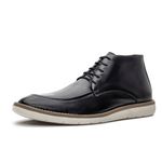 Bota masculina de amarrar super confortável couro legítimo cor preto solado claro