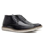 Bota masculina de amarrar super confortável couro legítimo cor preto solado claro