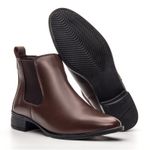 Bota Feminina em couro legítimo cor marrom escura lisa