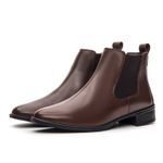 Bota Feminina em couro legítimo cor marrom escura lisa