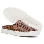 Mule Babuche feminino todo perfurado a laser couro legítimo cor pecan
