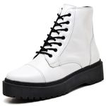 Coturno Feminino plataforma couro legítimo cor branco