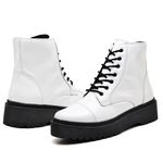 Coturno Feminino plataforma couro legítimo cor branco
