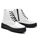 Coturno Feminino plataforma couro legítimo cor branco