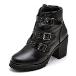 Bota Feminina saltos altos couro legítimo cor preto 