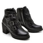 Bota Feminina saltos altos couro legítimo cor preto 