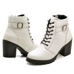 Coturno Feminino saltos altos couro legítimo verniz cor branco