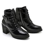 Coturno Feminino saltos altos couro legítimo verniz cor preto
