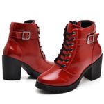 Coturno Feminino saltos altos couro legítimo verniz cor vermelho
