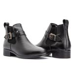 Bota Feminina em couro legítimo cor preta com fivela lateral