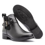 Bota Feminina em couro legítimo cor preta com fivela lateral