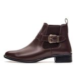 Bota Feminina em couro legítimo cor marrom com fivela lateral