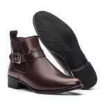 Bota Feminina em couro legítimo cor marrom com fivela lateral