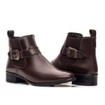 Bota Feminina em couro legítimo cor marrom com fivela lateral