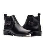 Bota Feminina em couro legítimo cor preta com fivela lateral