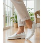 Sapatilha Feminina Ortopédica Tradicional Com Elástico Couro Legítimo Cor Branca