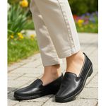 Sapatilha Feminina Ortopédica Tradicional Com Elástico Couro Legítimo Cor Preta