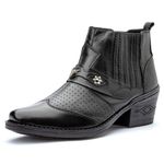 Bota Masculina country conforto couro legítimo cor preta estilo texana