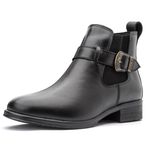 Bota Feminina em couro legítimo cor preta com fivela lateral
