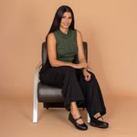 Sapatilha feminina ortopédica couro legítimo cor preta