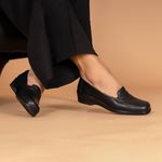 Sapatilha Feminina Clássica Couro Legítimo Cor Preta