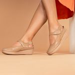 Sapatilha Assandalhada feminina ortopédica couro legítimo cor nude