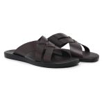 Chinelo Masculino confortável couro legítimo cor marrom escuro