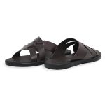 Chinelo Masculino confortável couro legítimo cor marrom escuro