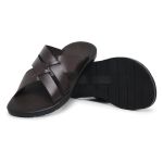 Chinelo Masculino confortável couro legítimo cor marrom escuro