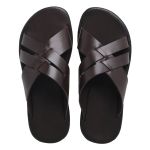 Chinelo Masculino confortável couro legítimo cor marrom escuro