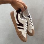 Tênis Maya Camurça Off White e Marrom