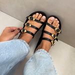 Sandália Papete Couro Dani Preta