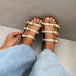 Sandália Papete Couro Dani Off White