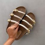 Sandália Papete Couro Dani Off White