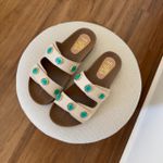 Sandália Papete Iara Off White e Azul