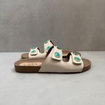 Sandália Papete Iara Off White e Azul