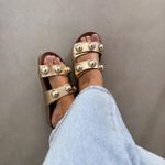 Sandália Papete Olivia Dourada