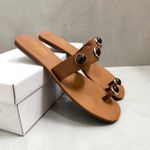 Rasteira Maitê Couro Caramelo