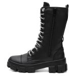 Bota Coturno Feminino Tratorada Cano Longo Cadarço Brilho Strass