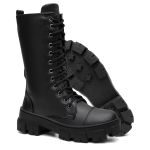 Bota Coturno Feminino Cano Longo Tratorada Blogueira